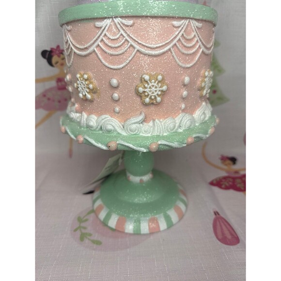 Pastel Three Tiered Clay Cake with Nutcracker Topper Christmas Holiday Decor - Picture 6 of 6